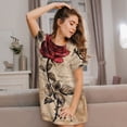 thumbnail image 3 of Sikiie Vintage Rose Botanical Art Print Women's Short-sleeved Nightdress, Round Neck Pullover Nightdress Pajamas Summer Home Wear, 3 of 6