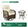 thumbnail image 6 of Clouddwell 3 Piece Patio Swivel Rocker Wicker Rattan Patio Conversation Set Outdoor Sectional Sofa Set with Coffee Table and White Cushions, 6 of 7