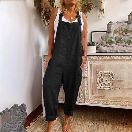 

MIARHB Women s Summer Jumpsuits Casual Sleeveless Jumpsuit Drawstring Elasitic Waist Romper Pajama