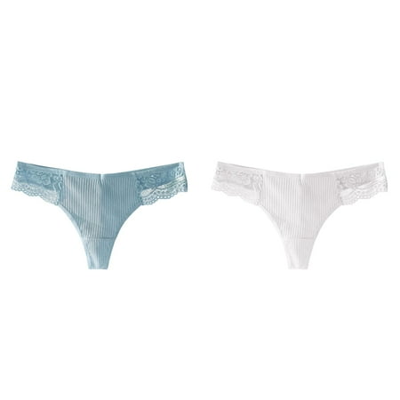 (2-Pack) 2025 New Women Cotton Pantiesy Lace Thong Panties Lot Sports Thong Breathable Panties Womens Underwear Size 8 Womens Running Underwear Plus Sizey Underwear Cotton Women Cotton