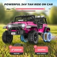 thumbnail image 3 of Farmdex 2 Seater 24V Ride on Toys with Remote Control, Powerful 400W Electric Ride On Truck Car for Big Kids w/20 Inch Wide Seat, Colorful LED Lights, Rich Multimedia Music, Pink, 3 of 9