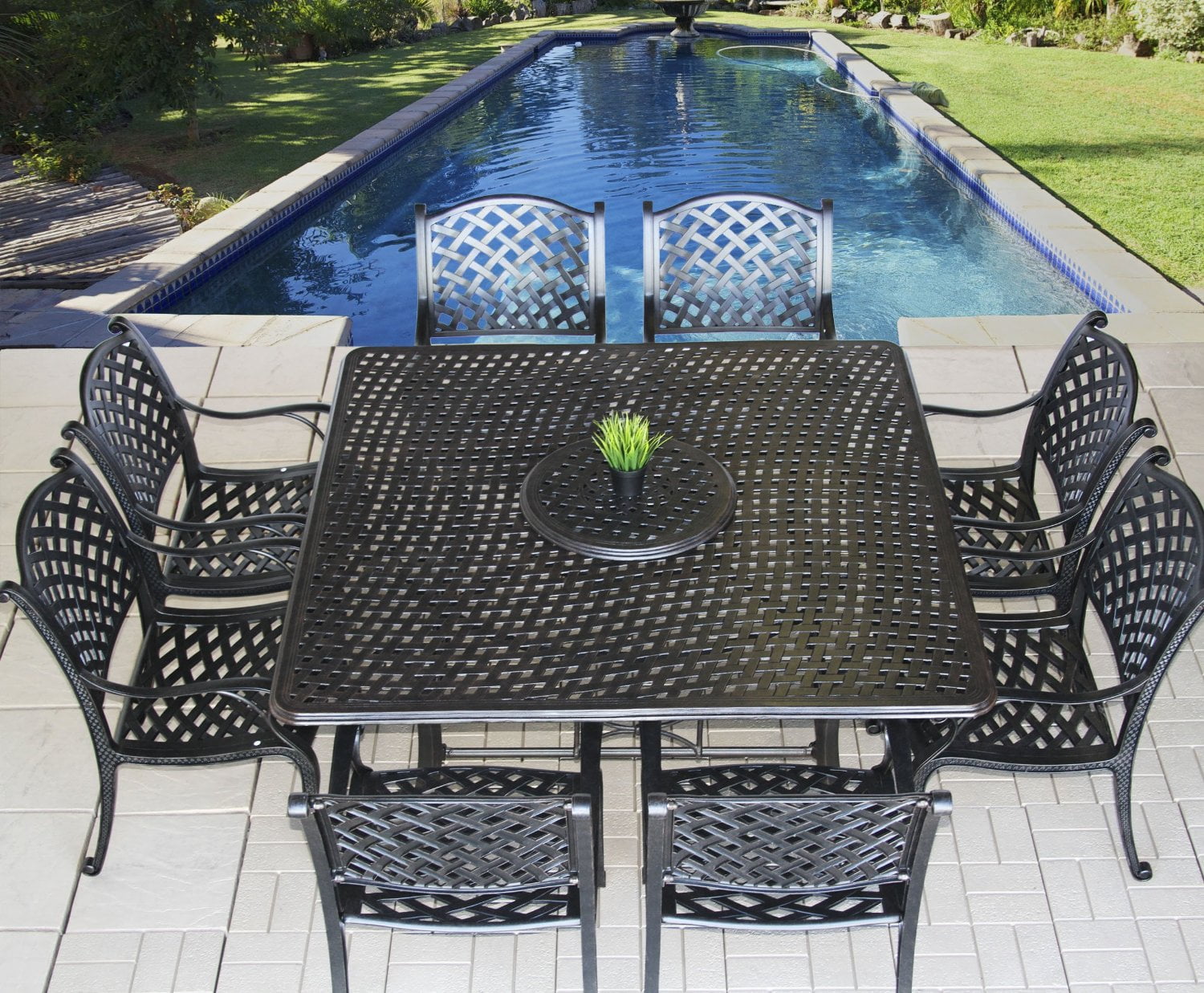 Nassau Outdoor Patio 9pc Dining Set with 64" Square Table - Walmart.com