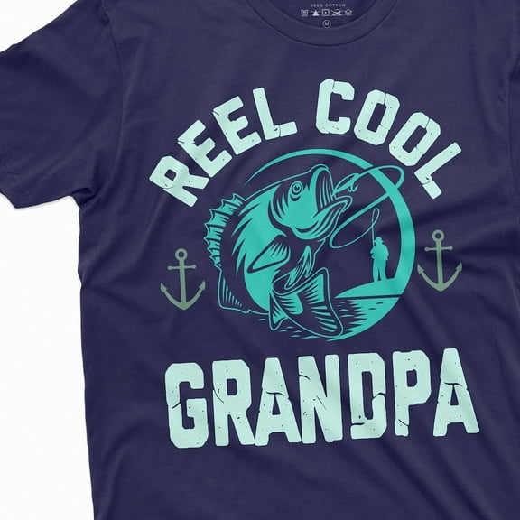 DOPASHIRT Reel Cool Grandpa Fishing T-Shirt Grandfather Papa Gift Tee Birthday Fathers Day Present For Him Xmas Fisherman Gifts For Pops Unisex S-5XL Hot Trending Shirt, Vintage Birthday Gift