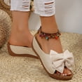 thumbnail image 4 of Bkhluea Women's Bow Sandals Square Open Toe Slip on Dressy Summer Sandals Wedge Sandals Platform Slides Platform Espadrilles Sandals, 4 of 7