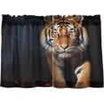 thumbnail image 2 of GZHJMY Tiger Half Window Tier Curtains 24 Inch Blackout Thermal Insulating Kitchen Linen Tier Curtains for Kitchen,Bathroom,Cafe, 2 of 7