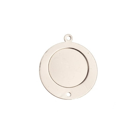 Brass Enamel - Drop, Round Setting For Cabochon, Enamel Etc., Silver-Plated Brass 20.5mm Sold per pkg of 10