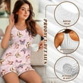 thumbnail image 6 of TSOVTHRID Pink Butterfly Print Pajama Set for Women Two-Piece Nightwear Sleeveless Sleepwear with Elastic Waist Short Pants Pjs Sets, Size 2XL, 6 of 7