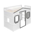 thumbnail image 5 of Twin Size House Loft Bed Frame with Door and Windows Design, Wood Loft Bed with Ladder and Safety Guard Rail, Health Comfort Experience, No Box Spring Needed, 5 of 7