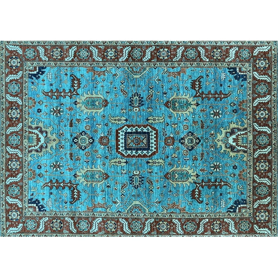 Ahgly Company Indoor Rectangle Oriental Light Blue Industrial Area Rugs, 3' x 5'