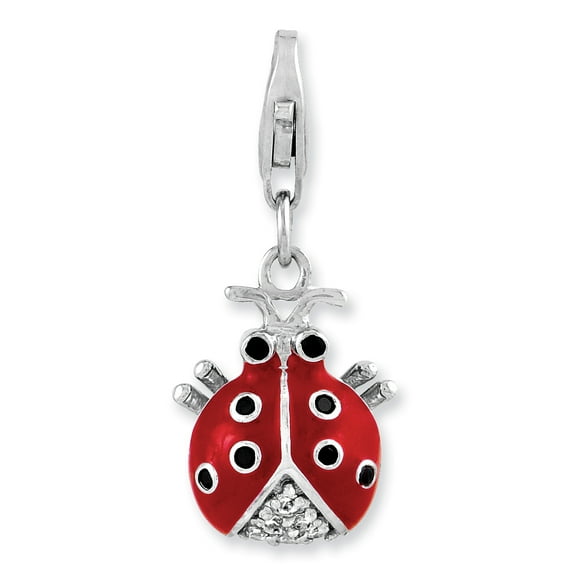 Collier Pendentif Coccinelle en Argent Sterling 925 Zircon Cubique Cz Insecte Arachnide Coccinelle