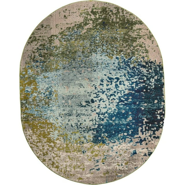 Unique Loom Estrella Light Color Distressed Rug 7' 11 x 10' Oval Blue/Beige