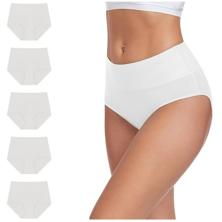 Holiday Savings! Horkkom Cotton Underwear for Women 5 Pcs Plus Size High Waisted Ladies Panties Solid Color Breathable Underwear Multipack  Gifts for Women