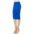 thumbnail image 5 of Made by Johnny Women's Elastic Waist Stretch Bodycon Midi Pencil Skirt Below Knee M ROYAL_BRITE, 5 of 6