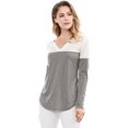 thumbnail image 1 of Camiseta De Manga Larga Con Cuello En V Y Henley Dividida Para Mujer gris L, 1 of 6
