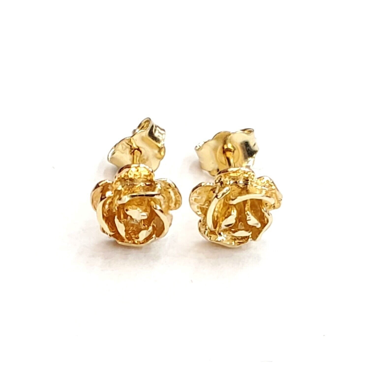 14k Yellow Gold Love Knot Post Stud Earrings Ball Button Fine
