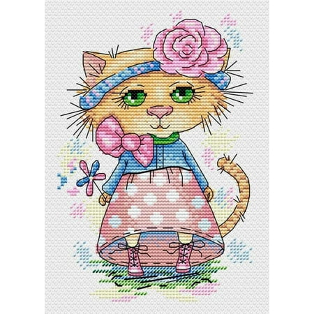 UPC: 4627077369968 | Cross Stitch Kit Walking Cat M-173 / SM-173 Needlework Animal Red Cat MP Studia