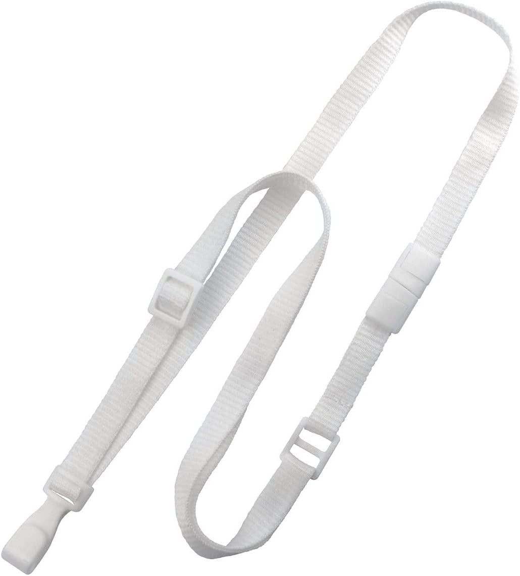 100 Pack - Adjustable Lanyard with Wide Plastic Clip - Safety Breakaway  Clasp - No Twist Hook Badge Holder by Specialist ID (White) 