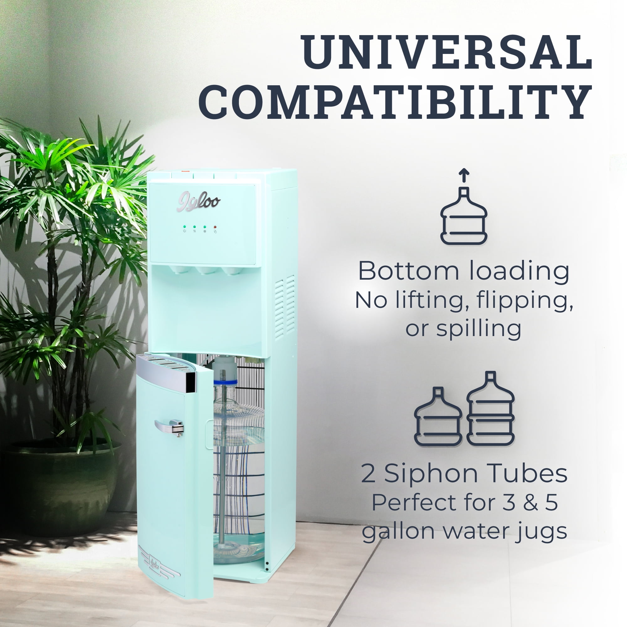 Igloo Retro Water Cooler, Bottom-Load Water Dispenser for 3-5 gal Bottles with Child Safety Lock, Aqua