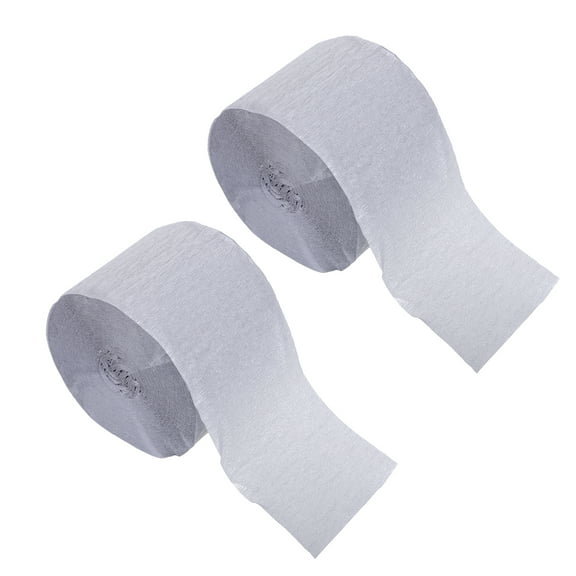 BEADCEST Silver Crepe Paper Streamers Decoration Event Organizers 2 Rolls 982.50X1.77X0.04In