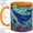 Orange, variant on Underwater Blue Whale Accent Mug, 11oz Ceramic Coffee Cup for Ocean Lovers