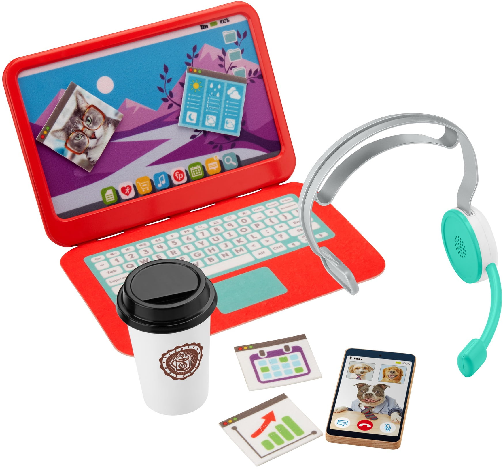 Disney Princess Work Like Mum/Dad Role Play Set Laptop Mobile Phone Gift Toy 3+ 