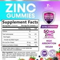 thumbnail image 3 of Zinc Gummies - 50mg Zinc Per Serving Immune Skin & Bone Support Health Gummy - Premium Antioxidant Chewable, High Absorption Vegan, Best Supplements Vitamin for Adults, Tasty Berry Flavor, 60 Gummies, 3 of 10