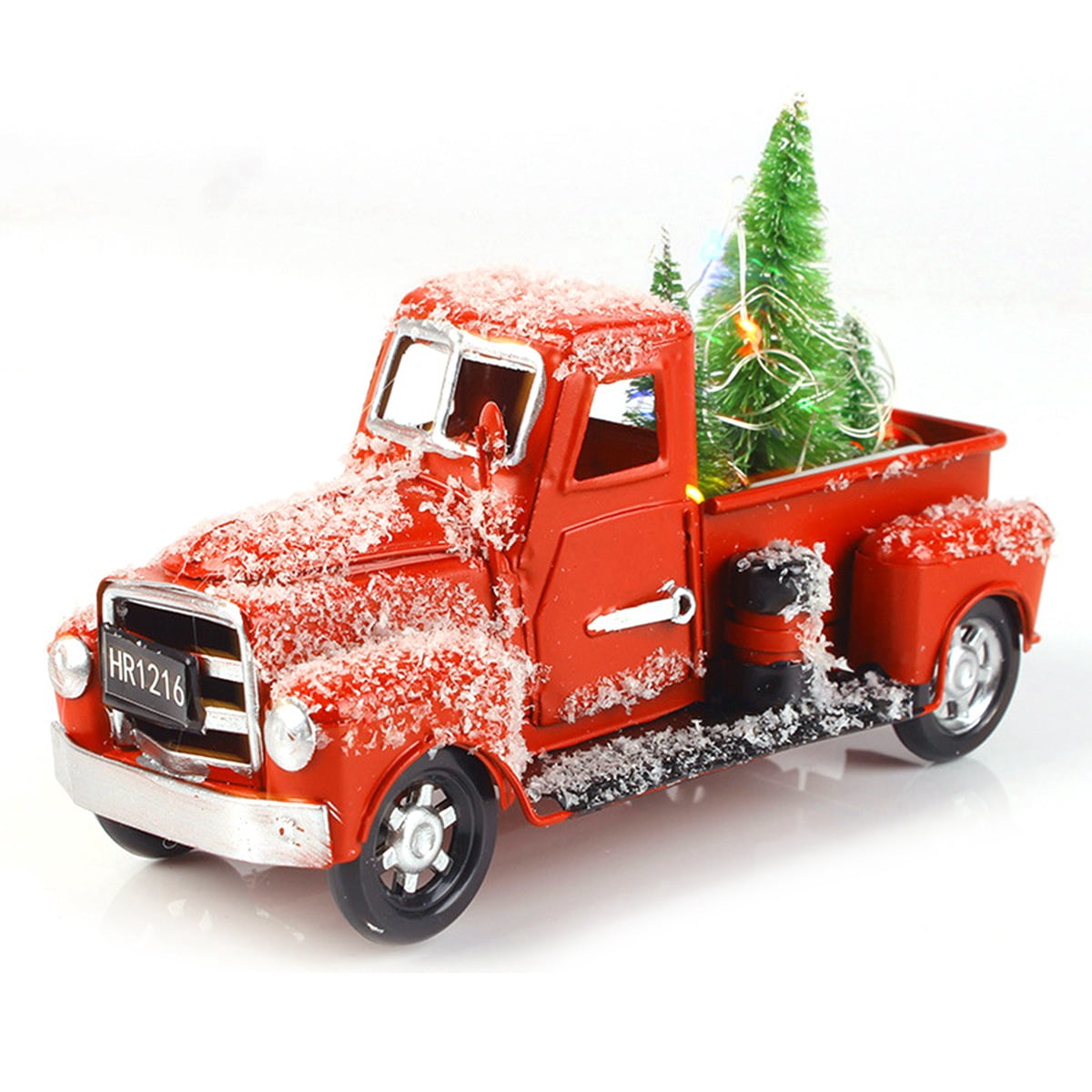 6.7 Inches Vintage Red Truck Christmas Decor Handcrafted Red Metal