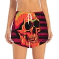 thumbnail image 2 of Balery Skull And Flag Usa Pattern Women's Running Shorts with Liner 2 Pockets Elastic Workout Athletic Gym Yoga Shorts-X-Large, 2 of 7