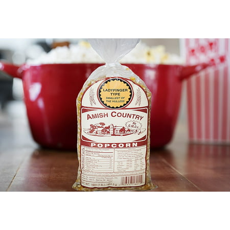 Amish Country Popcorn - Ladyfinger Popcorn - Old Fashioned, Non GMO, Gluten Free, Microwaveable, Stovetop and Air Popper Friendly (1 LB