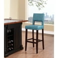 thumbnail image 2 of Linon Vega Full Back Wood Bar Stool, 30" Seat Height, Black Finish with Aegean Blue Fabric, 2 of 2