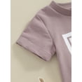 thumbnail image 6 of Baby Girls 2 Piece Outfit Letter Print Short Sleeve T-Shirt and Elastic Shorts Set Summer Clothes, 6 of 9