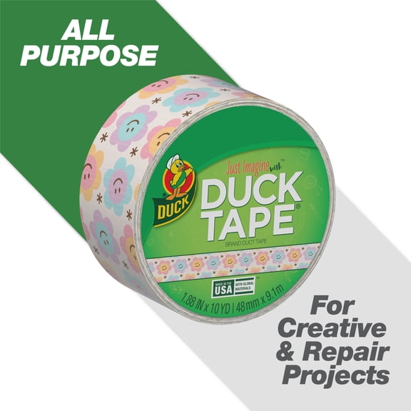 Printed Duck Tape Brand Duct Tape, 1.88 in. x 10 yd., Groovy Daisies