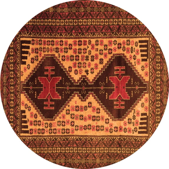 Ahgly Company Indoor Round Persian Orange Traditional Area Rugs, 8' Round