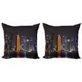thumbnail image 1 of Ambesonne Urban Throw Pillow Cover 2 Pack, Qatar Middle East Town, 24", Charcoal Grey Orange, 1 of 2
