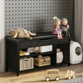 thumbnail image 3 of Shoe Bench, Lift Top Shoe Storage Bench, Adjustable Shelf Entryway Bench, Metal and Wood Shoe Rack Organizer with Cushion for Entry, Bedroom, Closet, Living Room, Hallway (Black, 39.5“W), 3 of 7