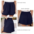 thumbnail image 4 of Pantalones cortos de pierna ancha para mujer, pantalones cortos de verano transpirables de Color puro con cintura alta elástica con cordón, 4 of 5