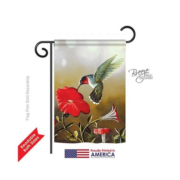 Breeze Decor 55050 Birds Ruby Hummingbird 2-Sided Impression Garden Flag - 13 x 18.5 in.