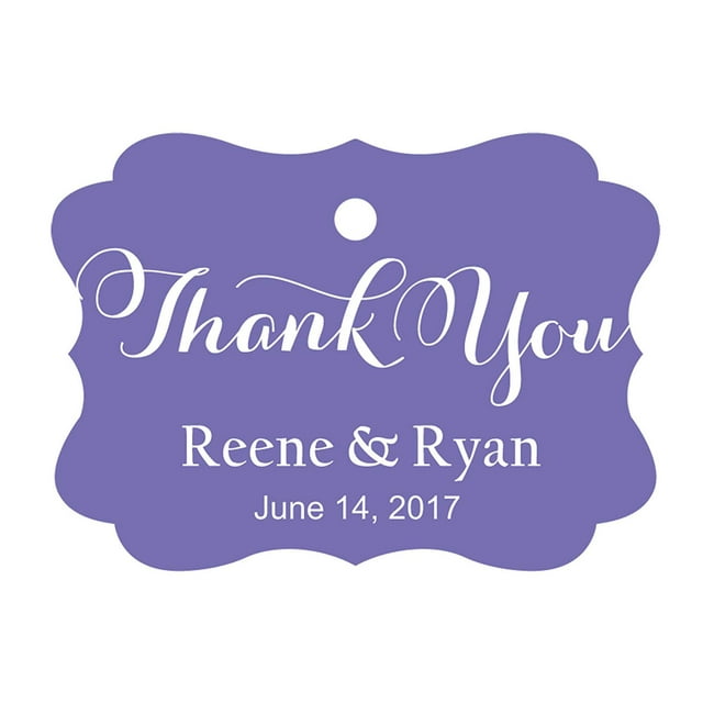 100 PCS Personalized Made Scallop Edges Hang Tags Thank You Custom Wedding Favor Gift Paper Tags