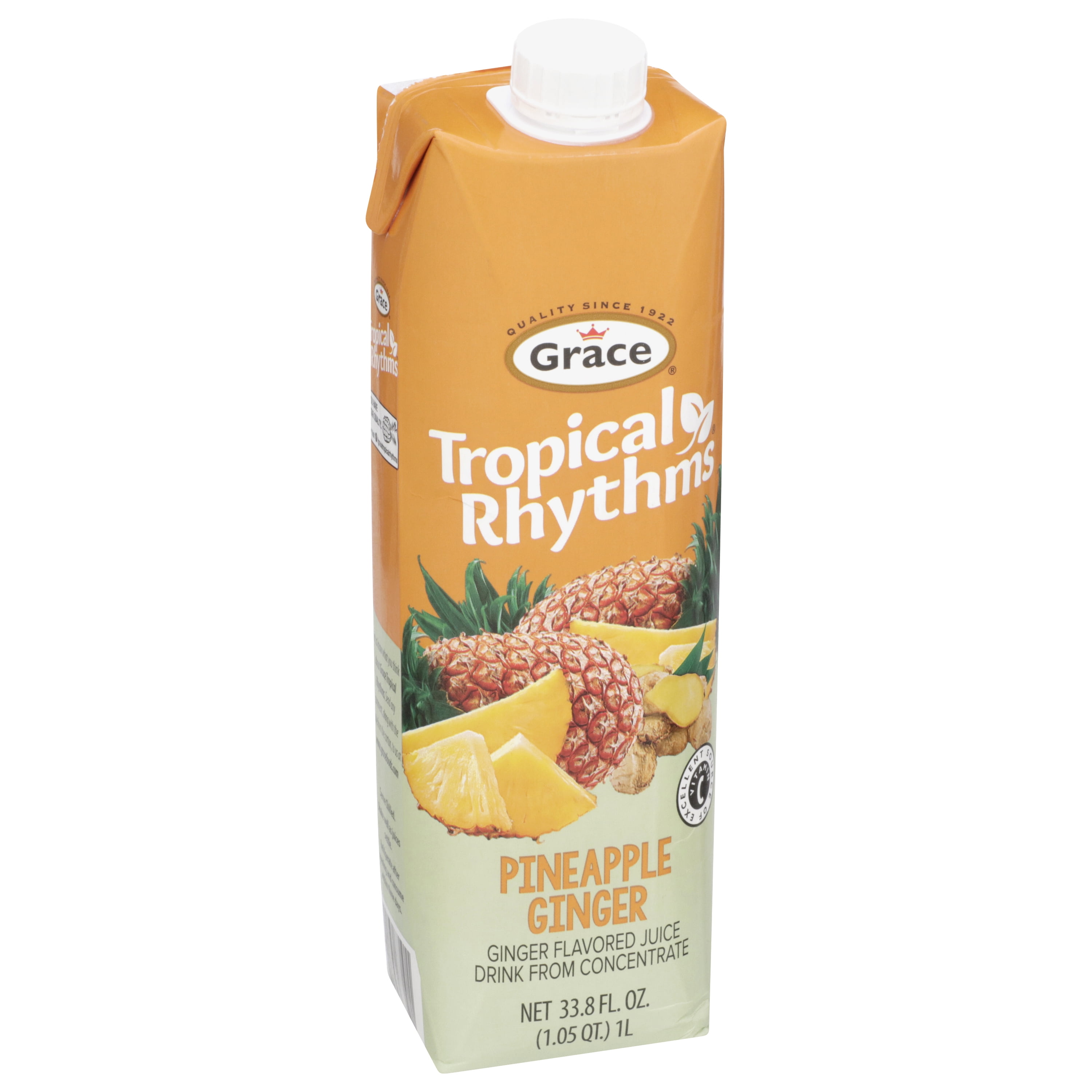 Grace Tropical Rhythms Pineapple Ginger Juice, 12 Pack 33 FL OZ Cartons