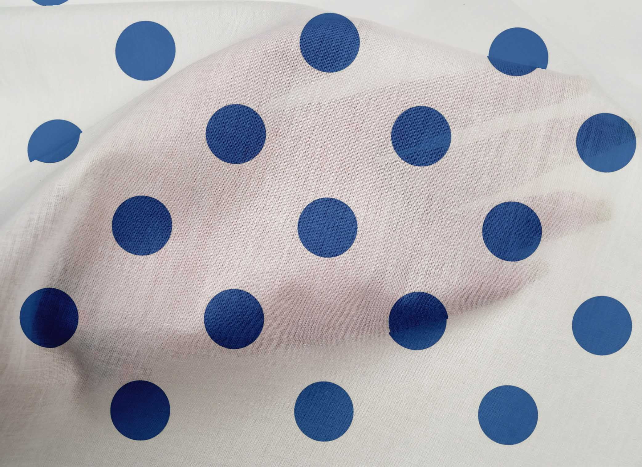 oneOone Cotton Poplin Blue Fabric Polka Dots Dots Craft Projects Decor Fabric Printed By The Yard 42 Inch Wide
