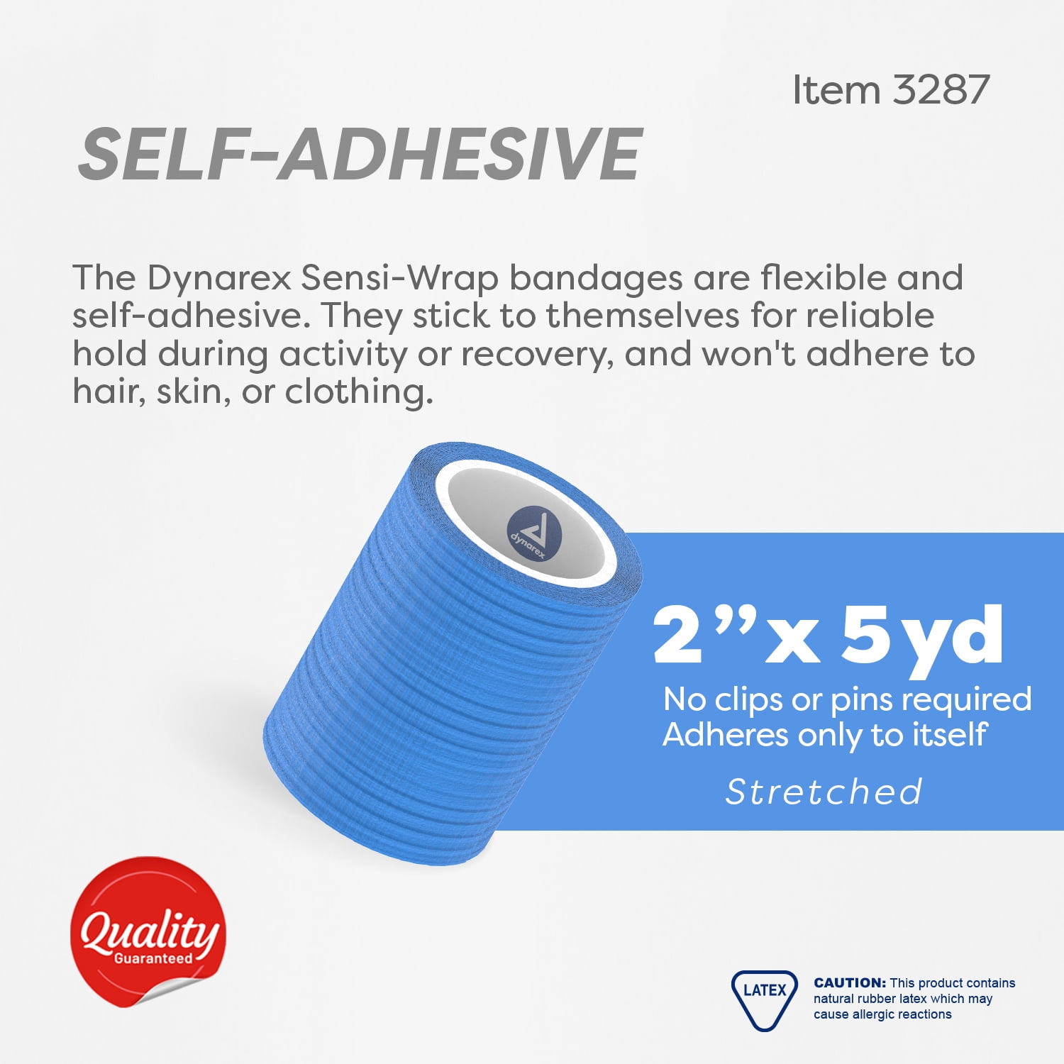 Dynarex Sensi-Wrap Self-Adhesive Bandages, 36-Pack, 2" x 5 yards, Dark Blue, Latex, Colored Elastic Cohesive Athletic Tape, Tattoo Grip & Vet Wrap