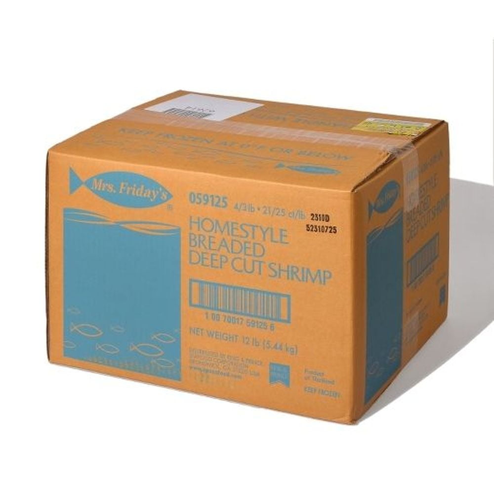 Mrs Fridays Home Style Breaded Deep Cut Shrimp - 21/25 Count, 3 Pound - 4 per case.