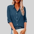 thumbnail image 2 of biudgviw Women's Plus Size Button Down Shirts Rolled Up Long Sleeve Pleated Blouses Dressy Casual Collared Work Tunic Tops, 2 of 7