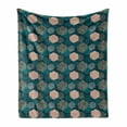thumbnail image 1 of Leopard Soft Flannel Fleece Throw Blanket, Hexagons in Various Stripes Strokes and Blobs, Cozy Plush for Indoor and Outdoor Use, 70" x 90", Dark Teal Pale Salmon, by Ambesonne, 1 of 6