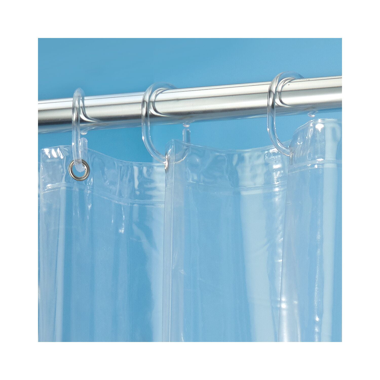iDesign Vinyl Shower Curtain Liner with 12 Grommets and Weighted Magnets - 72" x 96" - Clear
