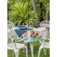 thumbnail image 2 of Outdoor Tablecloth with Umbrella Hole and Zipper, Easter Bunny Round Table Cloth 54 Inch Waterproof Tablecloth, Spring Watercolor Eggs Flower Wood Grain Teal Picnic Table Cover for Patio Camping, 2 of 7