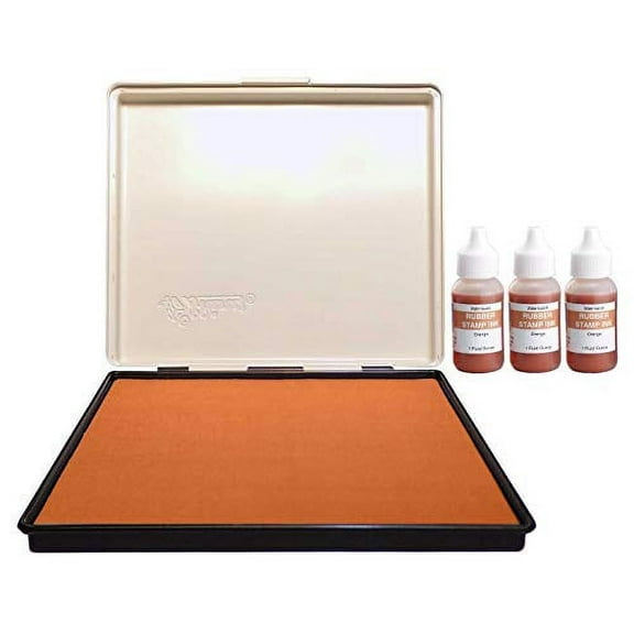 Infusion 8" x 12" Extra Large Industrial Stamp Ink Pad, Your Go to Large Stamp Ink Pad for Bright Color, Even Coverage and Durability, Orange Stamp Pad