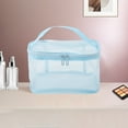 thumbnail image 5 of Unique Bargains 1 Pc Large Capacity Drawstring Makeup Bag for Vacation Business Travel Mesh Fabric blue, 5 of 6
