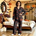 thumbnail image 4 of DORKASM Halloween Couple Pajamas Matching Sets Long Sleeve Pajama Set for Women & Men Button-Down V-Neck Sleepwear House Wear Red M, 4 of 6