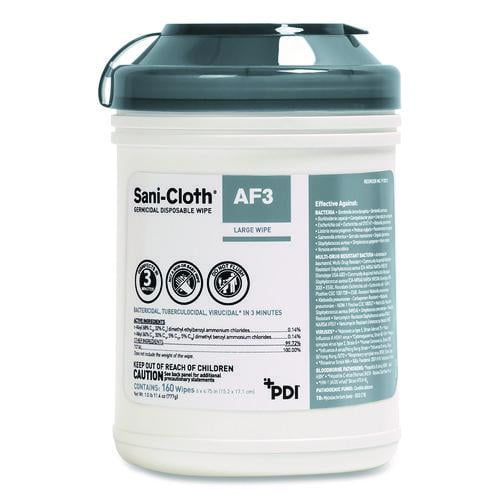Sani-Cloth AF3 Germicidal Disposable Wipes, 6 x 6.75, White, 160 Wipes/Canister, 12 Canisters/Carton | Bundle of 2